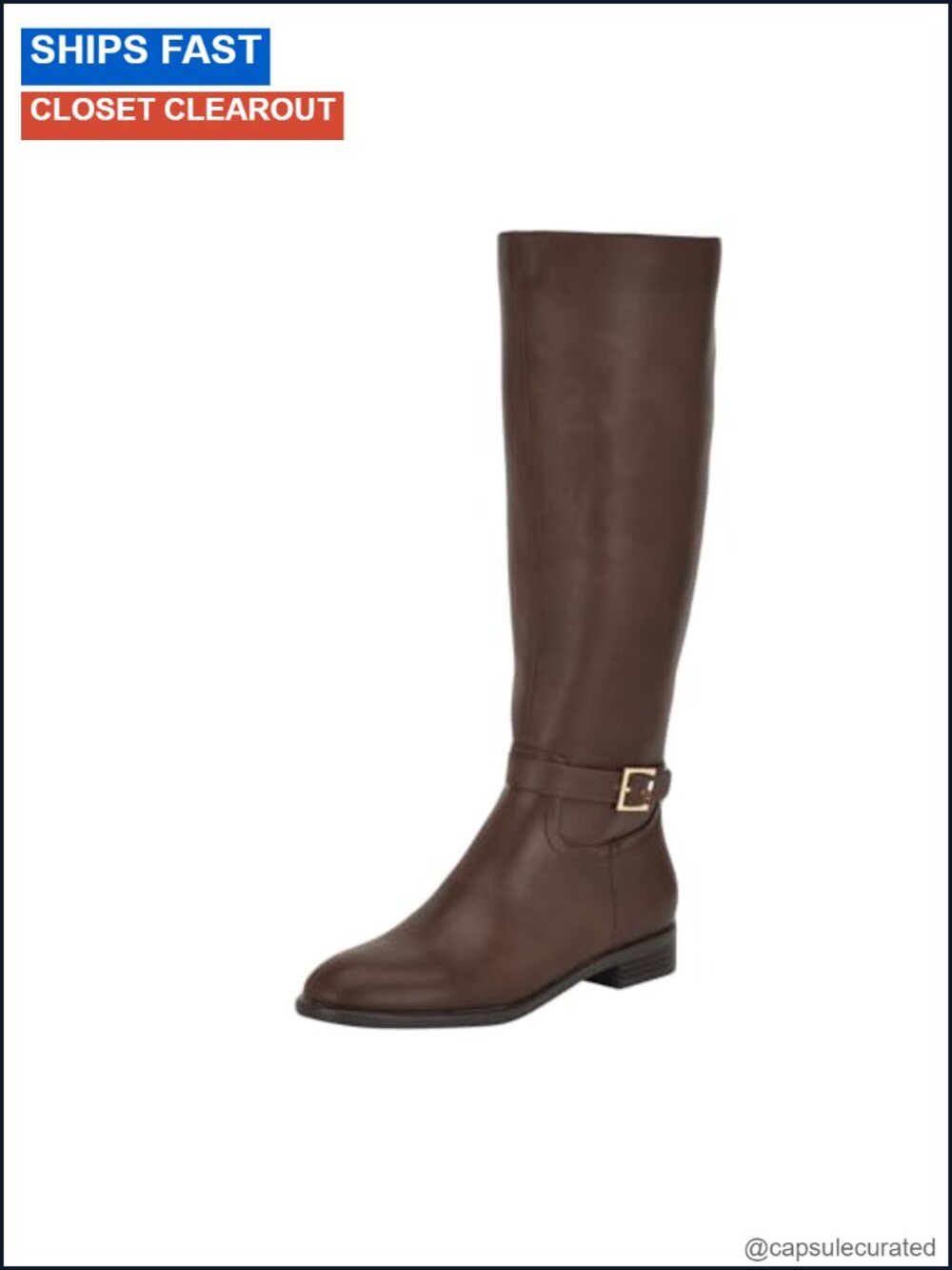 Knee High Riding Boots Almond Toe Zipper Closure Man Made Sole Equestrian